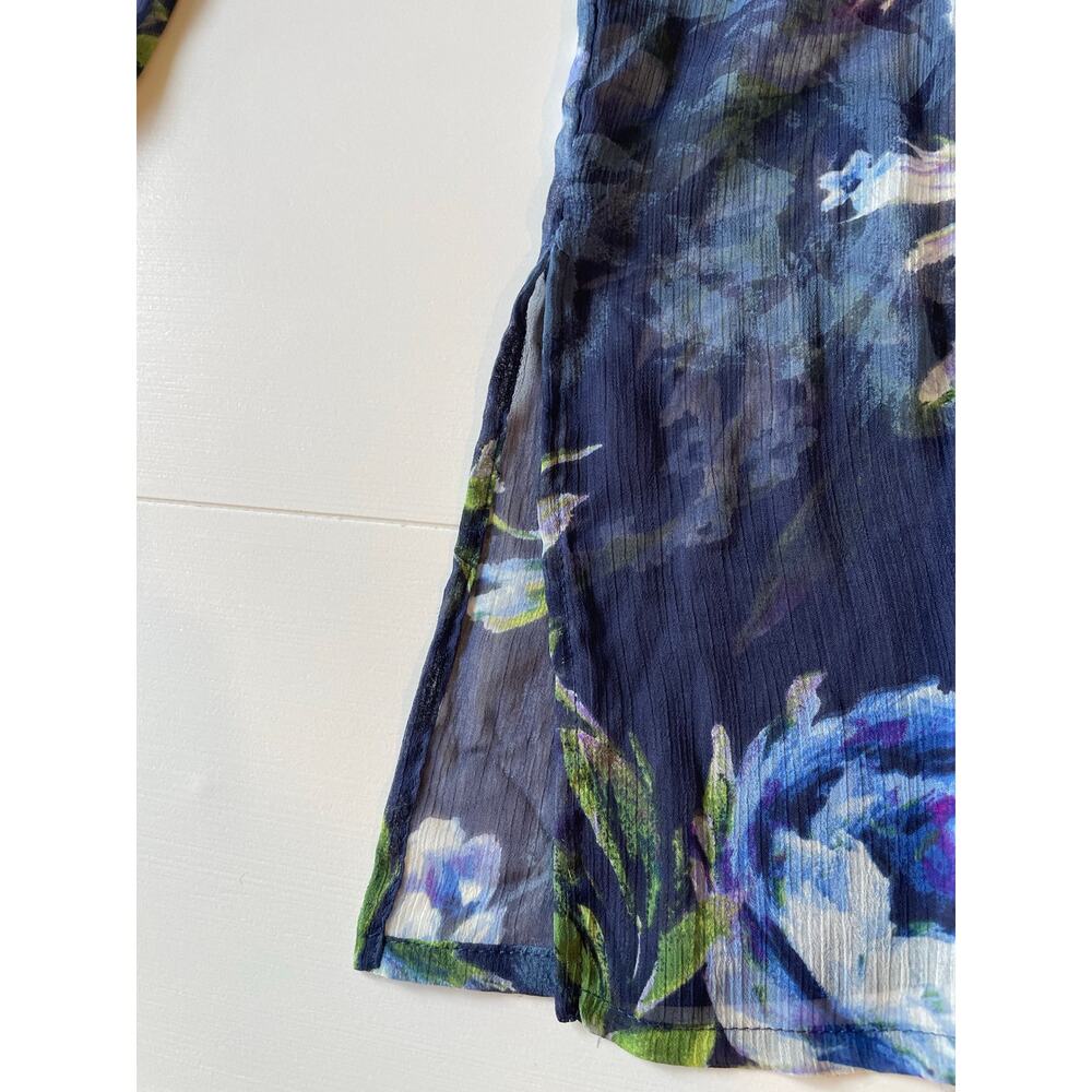 Susan Graver Sheer Floral Tunic Top Sz M Long Sleeves Pintucks Cottagecore - Picture 9 of 14
